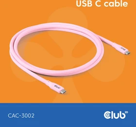 Club 3D USB4 Kabel, 20Gb/s, 240W PD EPR, USB-C Stecker auf USB-C Stecker, 2m, pink (CAC-3002)