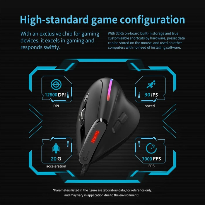 Zelotes T-50 Vertical Mouse, schwarz, USB