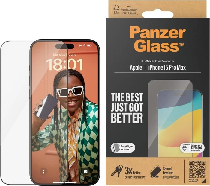 PanzerGlass Ultra-Wide Fit with EasyAligner für Apple iPhone 15 Pro Max