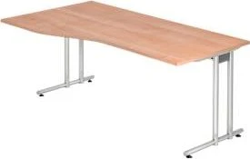 Hammerbacher Ergonomic N-Serie NS18/N Schreibtisch 180x100cm Nussbaum/silber