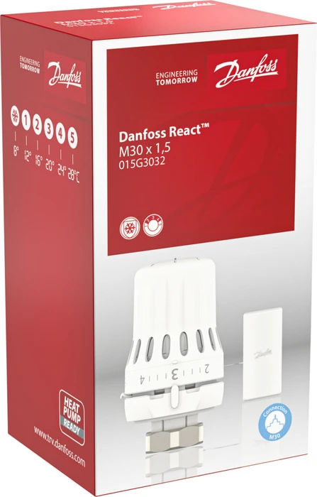 Danfoss React Heizkörperthermostat, M30x1.5, mit Fernfühler