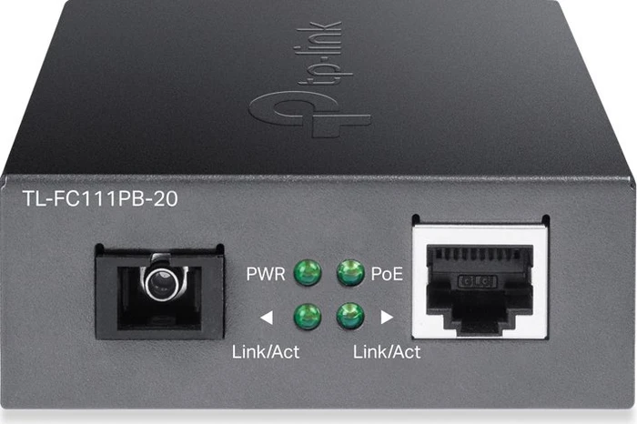 TP-Link WDM Media Converter, RJ-45, SC-Simplex SM 20km, PoE