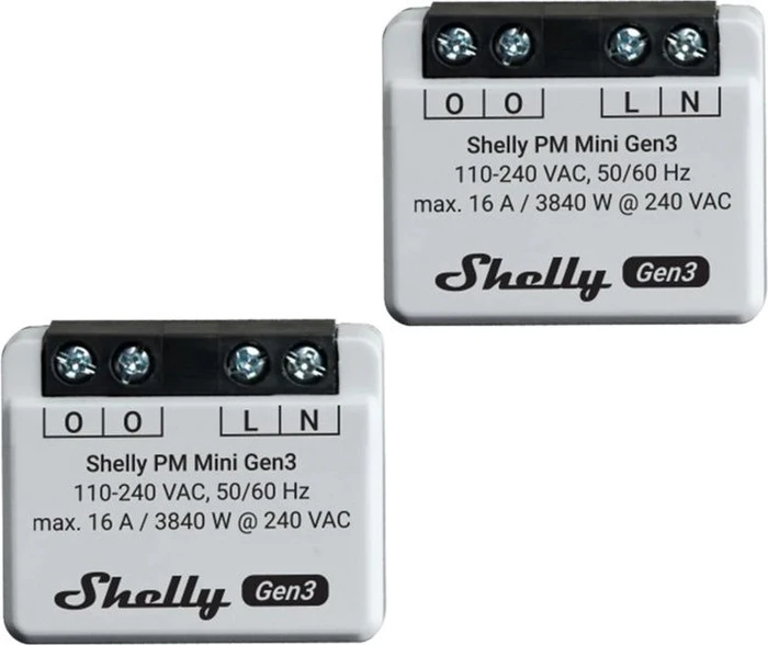 Shelly PM Mini Gen3, 1-Kanal, Unterputz, Strom-/Energiemesser, 2er-Pack