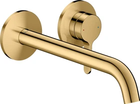 Hansgrohe Axor One 2-Loch Waschbeckenarmatur für Wandmontage mit Hebelgriffen und Auslauf 220mm polished goldoptik
