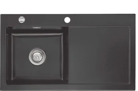 systemceram Mera 90 Einbau Becken links mit Ablauffernbedienung schiefer