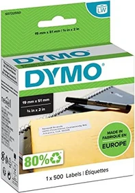 Dymo Endlosetiketten LabelWriter 11355, 19x51mm, ablösbar, weiß, 1er-Pack (500 Etiketten)
