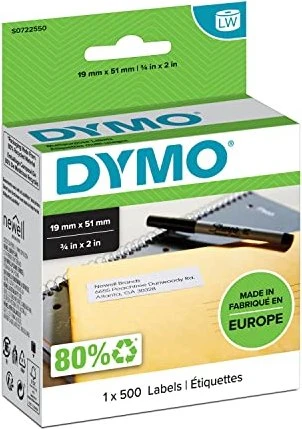 Dymo Endlosetiketten LabelWriter 11355, 19x51mm, ablösbar, weiß, 1er-Pack (500 Etiketten)