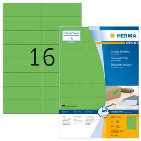 Herma Etiketten, 105x37mm, ablösbar, grün, 100 Blatt (1600 Etiketten)