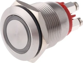 Bulgin Drucktaster silber, rot beleuchtet