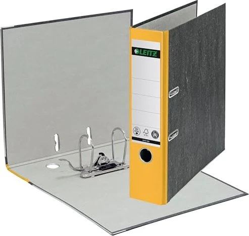 Leitz Qualitäts Ordner 2-Ring 180° Klimaneutral, 80mm, A4, schwarz/gelb, 20er-Pack