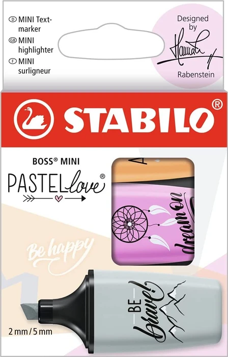 STABILO Boss Mini Pastellove pfirsich/pastellviolett/seidengrau, 3er-Set