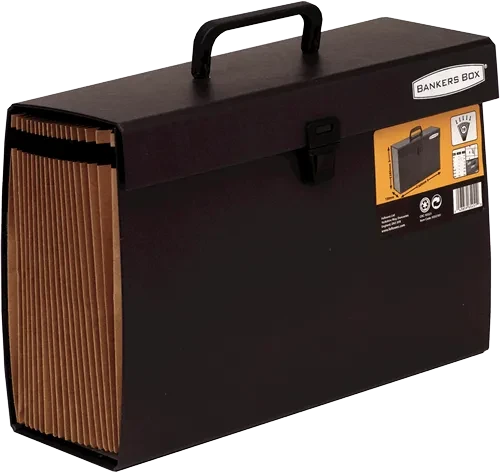 Fellowes Bankers Box System Dokumentenmappe 362x250x124mm, 19 Fächer, schwarz/braun