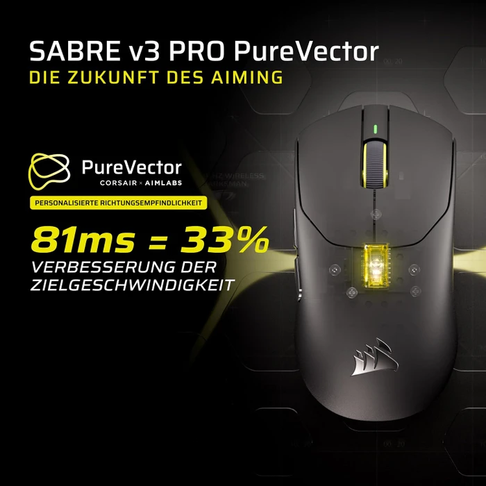 Corsair Sabre v3 Pro PureVector Ultralight Wireless, schwarz, USB