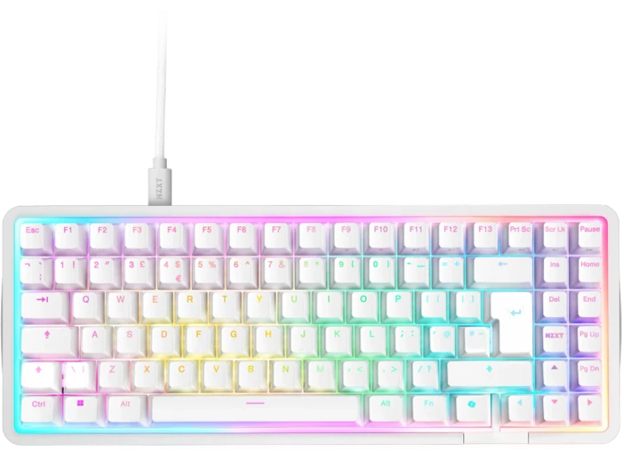 NZXT Function Elite MiniTKL, matt weiß, LEDs RGB, hot-swap, NZXT Magnetic, USB, UK