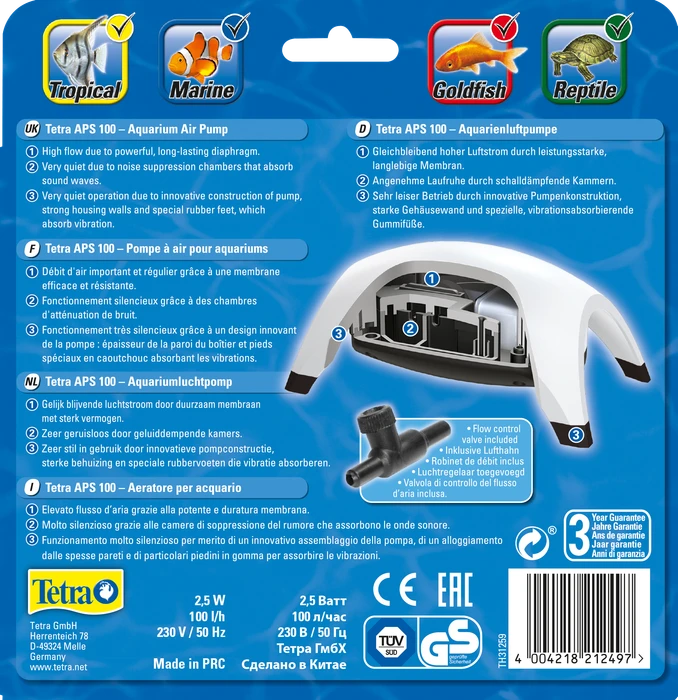 Tetra APS 100 Aquarien-Luftpumpe, weiß
