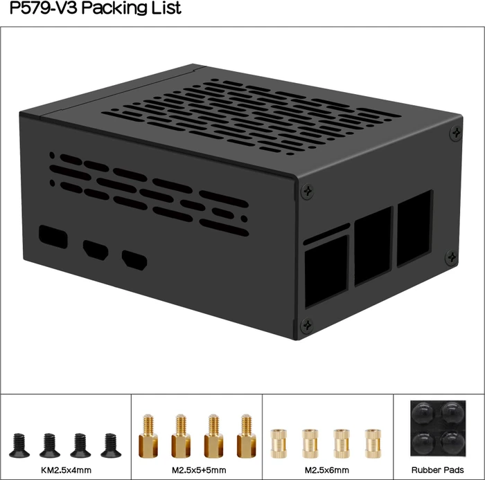 Geekworm Gehäuse für Raspberry Pi 5, kompatibel mit X1001/X1000/X1003/X1004/X1015/M300/M400/Q200, schwarz
