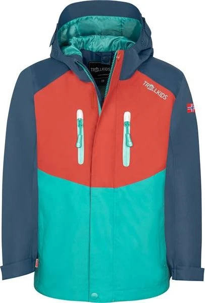 Trollkids Nusfjord Funktionsjacke red clay/mystic blue (Junior)