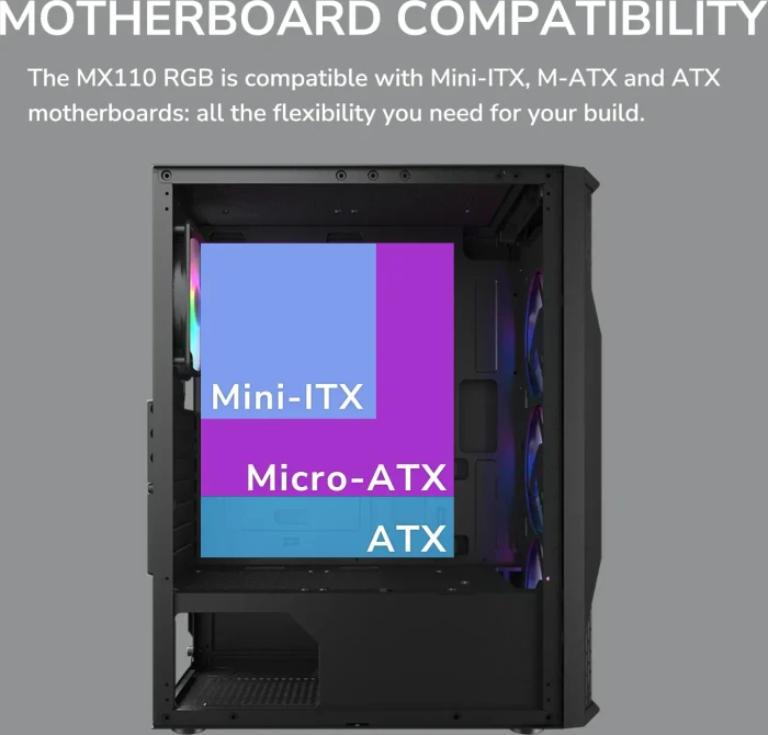 Cougar MX110 RGB, System Build Version, Glasfenster
