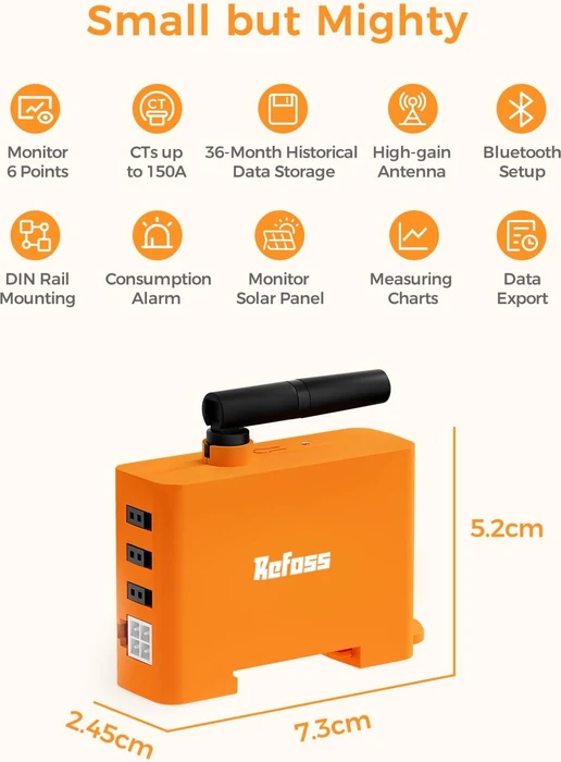 Refoss EM06 Smart Energy Monitor, Standard-Version, 3-Phasen, 6 Kanäle bis zu je 120A, Energie-/Stromzähler