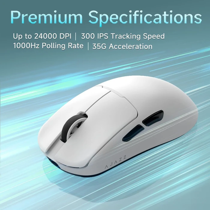 Ajazz AJ159 V2 MC Wireless Gaming Mouse mit Akku-Ladestation, weiß, USB/Bluetooth