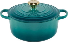 Le Creuset Signature Gusseisen Bräter rund 24cm 4.2l bleu riviera