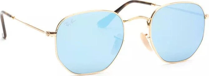 Ray-Ban RB3548N Hexagonal Flat Lenses 51mm gold/light blue flash