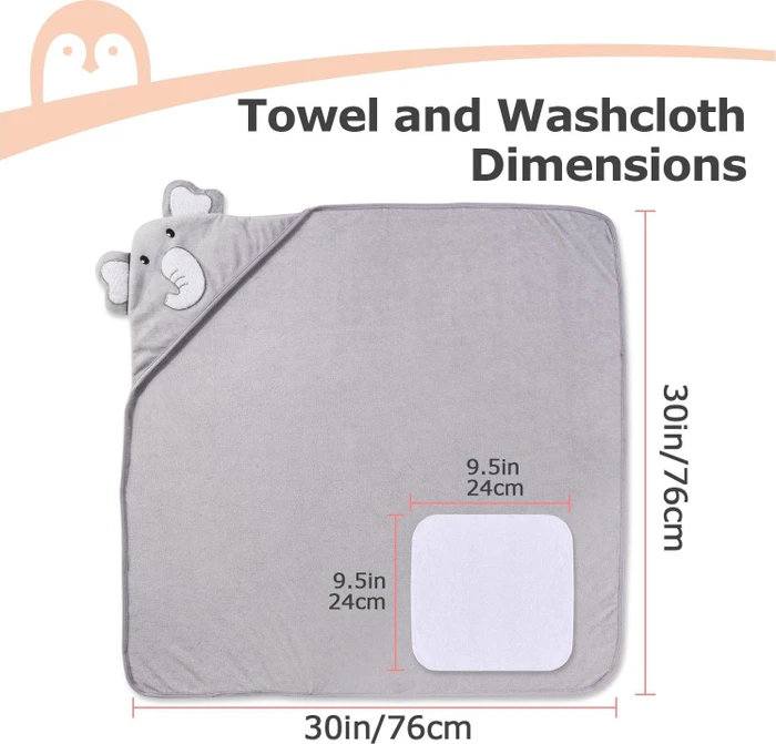 Momcozy Badetuch Elefant 76x76cm grau