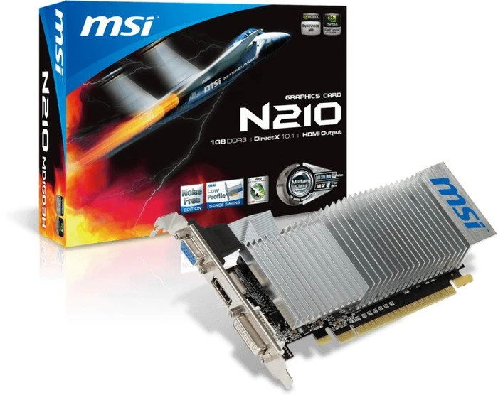 MSI GeForce 210, N210-MD1GD3H/LP, 1GB DDR3, VGA, DVI, HDMI