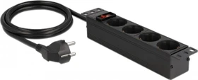 DeLOCK 10" Steckdosenleiste, 4-fach, 250V, schwarz, 1.5m