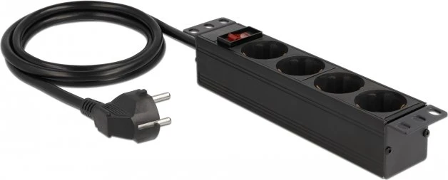 DeLOCK 10" Steckdosenleiste, 4-fach, 250V, schwarz, 1.5m