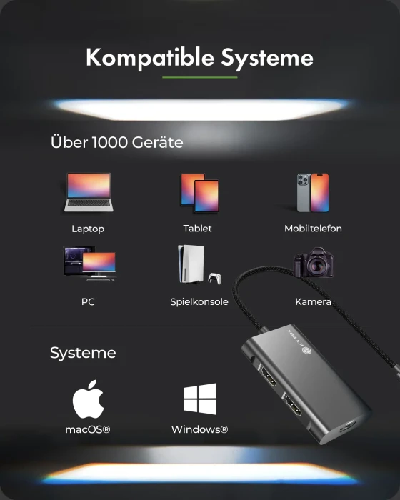 RaidSonic Icy Box IB-AD1030-C, USB-C 3.1 auf 3x HDMI Adapter