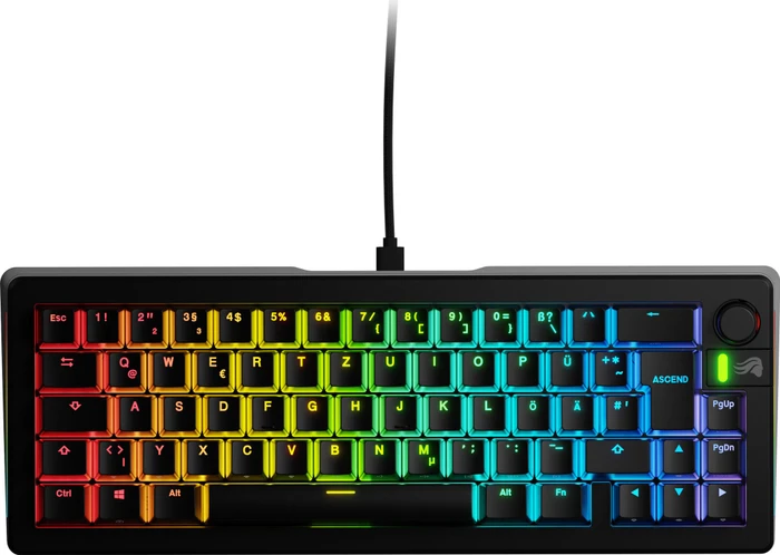 Glorious GMMK 3 65% Pre-built Gaming Keyboard, schwarz, LEDs RGB, Glorious Fox MX, USB, DE