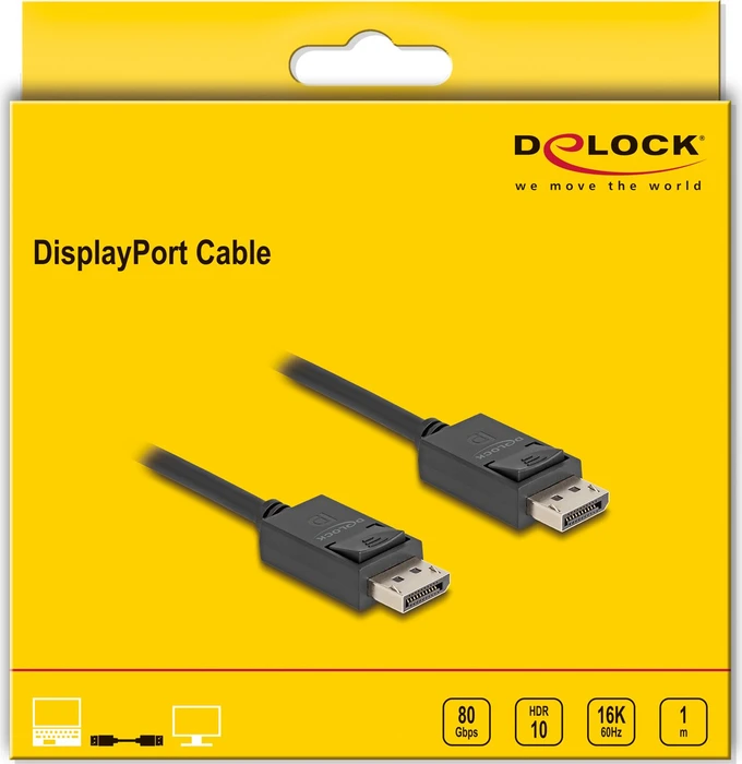 DeLOCK DisplayPort 2.1 Kabel DP80 schwarz, 1m