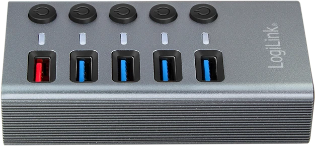 LogiLink USB-Hub mit Ladeanschluss, 4x USB-A 3.0, USB-B 3.0 [Buchse]