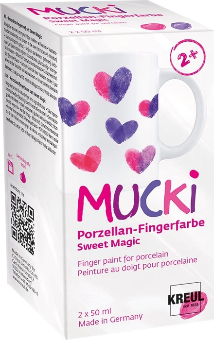 Kreul Mucki Porzellan-Fingerfarbe, rosa/violett, 50ml, 2er-Set