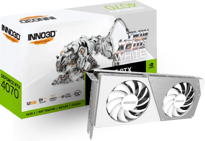 INNO3D GeForce RTX 4070 Twin X2 OC White Stealth, 12GB GDDR6X, HDMI, 3x DP