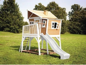 Axi Spielhaus Max braun/weiß mit Rutsche weiß