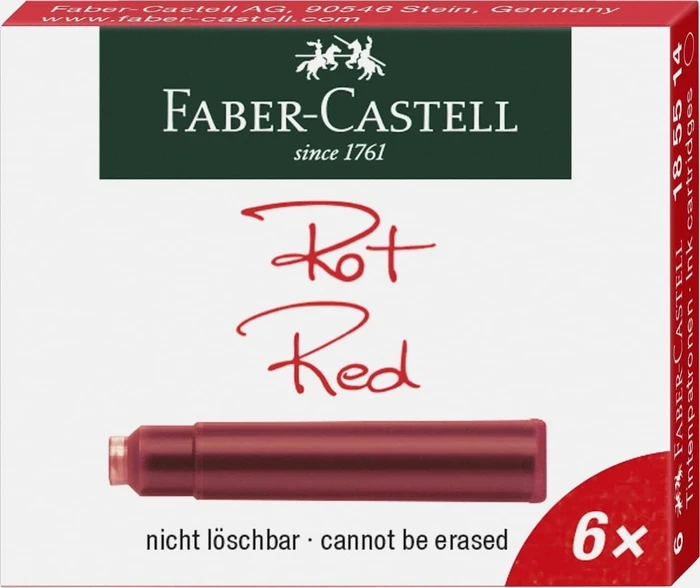 Faber-Castell Standard-Tintenpatrone rot, 6er-Pack
