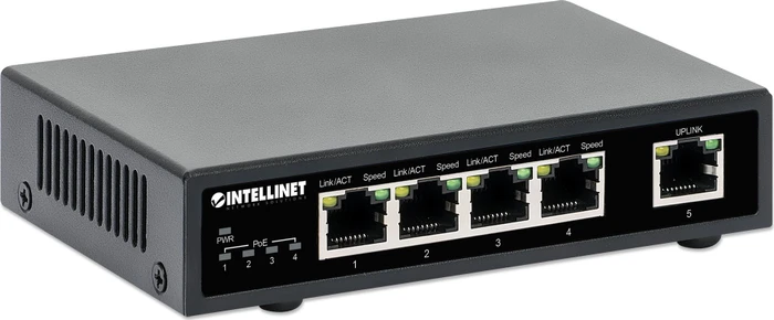 Intellinet Desktop Gigabit Switch, 5x RJ-45, 62W PoE+