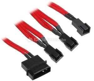 BitFenix Molex auf 3-Pin Adapter, sleeved, 20cm, rot