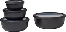 Mepal Multischüssel Cirqula rund flach Aufbewahrungsbehälter-Set nordic black, 4-tlg.