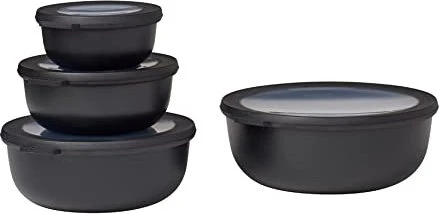 Mepal Multischüssel Cirqula rund flach Aufbewahrungsbehälter-Set nordic black, 4-tlg.