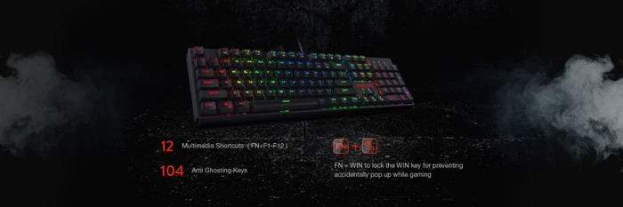 Redragon K582 Surara, LEDs RGB, hot-swap, Gaote Outemu BLUE, USB, US