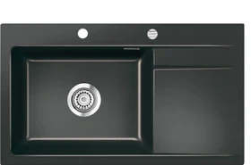 systemceram Stema 86 SL Einbau Becken links mit Ablauffernbedienung nero