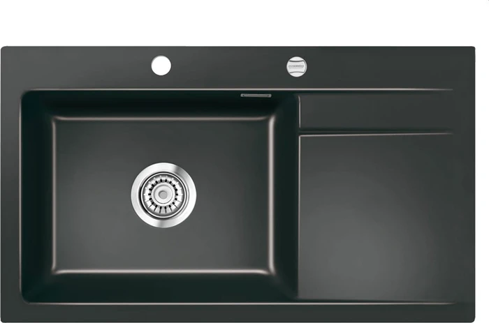 systemceram Stema 86 SL Einbau Becken links mit Ablauffernbedienung nero