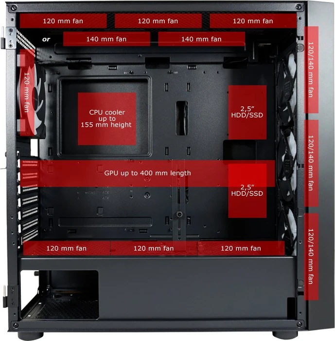 LC-Power Gaming 810B Dark_Crawler_X, schwarz, Glasfenster