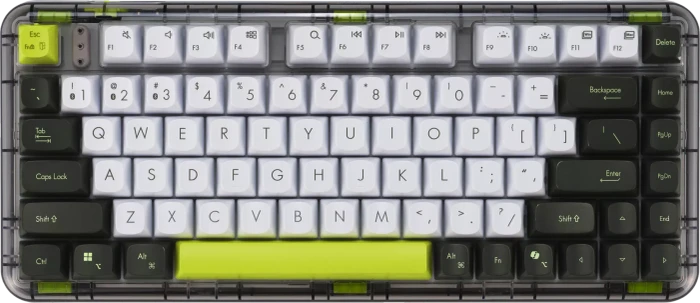 ASUS Jelly75 KD201 Mechanical Wireless Keyboard, Volt Green, LEDs weiß, Linear Switch, USB/Bluetooth, DE