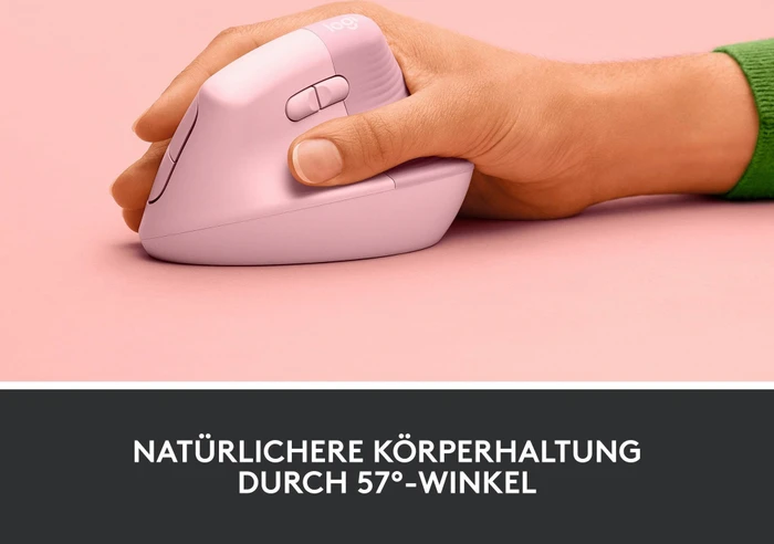 Logitech Lift Vertical Ergonomic Mouse, Rose, Logi Bolt, USB/Bluetooth