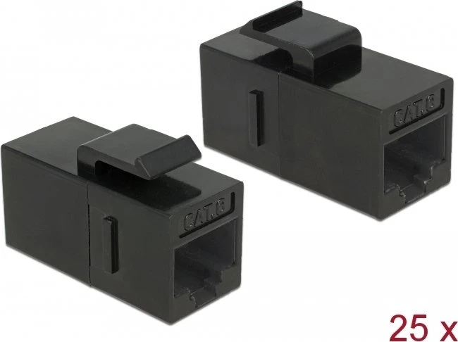 DeLOCK Keystone Modul RJ-45 Buchse via RJ-45 Buchse Cat6, schwarz, 25er-Pack