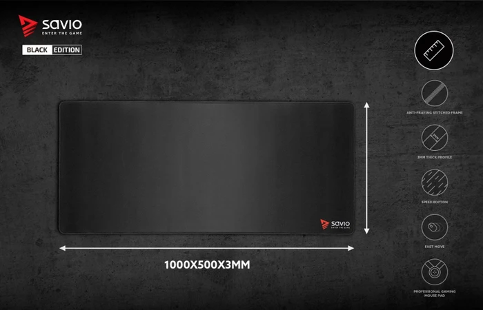 Savio Black Edition Turbo Dynamic XXL Gaming Mauspad, schwarz